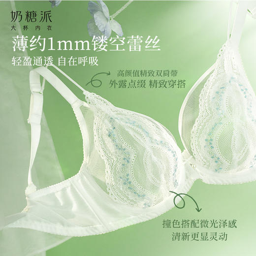[清茶]大胸显小法式全罩杯蕾丝文胸超薄款承托防下垂内衣女 商品图3