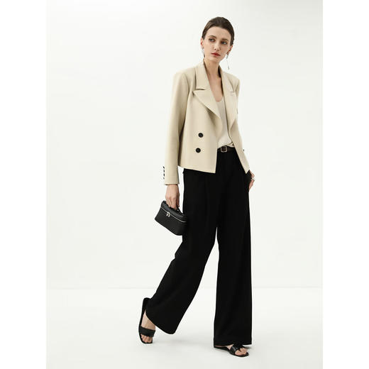 COCOBELLA简约气质25春黑色休闲裤遮胯商务直筒裤西裤PA3059 商品图2