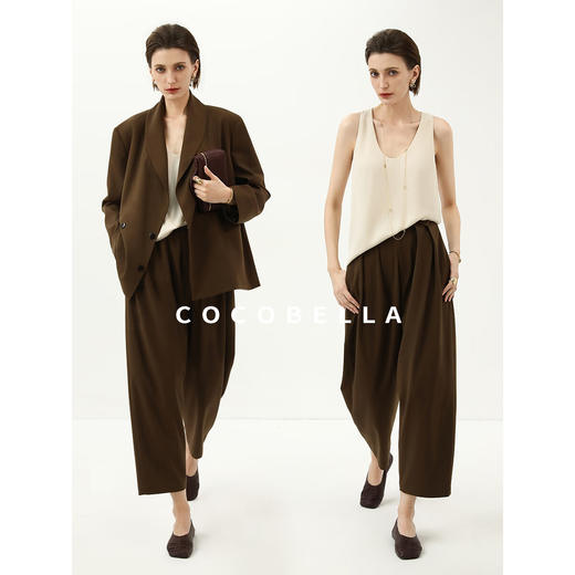 【限时特惠】COCOBELLA静奢商务休闲打褶哈伦裤通勤气质西裤梧桐裤PA3001 商品图1