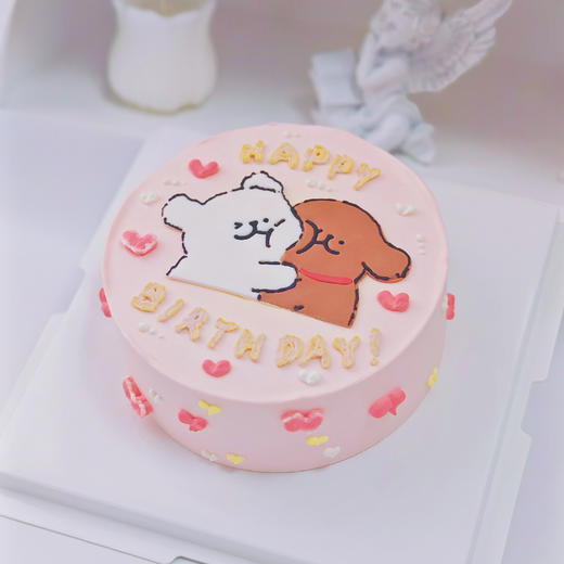 线条小狗蛋糕 (粉色心心版) 商品图4