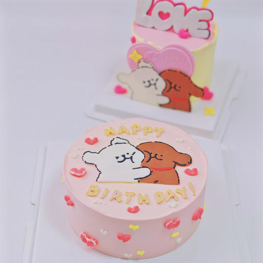 线条小狗蛋糕 (粉色心心版) 商品图5