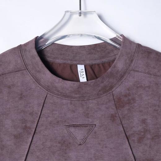 T2210早春新款时尚个性韩版扎染倒三角褶皱圆领半袖T恤潮流百搭上衣 商品图2