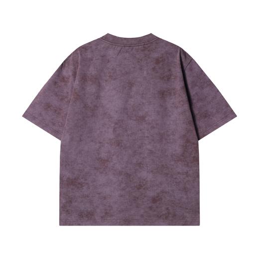 T2210早春新款时尚个性韩版扎染倒三角褶皱圆领半袖T恤潮流百搭上衣 商品图5