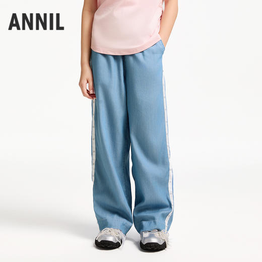 【抗菌防晒冰皮牛仔】女童清爽抑菌牛仔单裤百搭裤子夏季新款安奈儿童装EG526063 商品图1