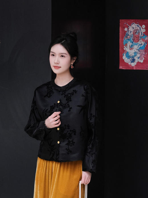 盛唐牡丹| 梅兰竹菊漳缎对襟外套 商品图3