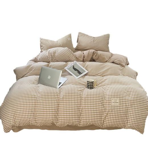 【A类母婴级四件套】春秋季日式格子裸睡四件套 学生宿舍三件套水洗棉 床单被套床笠 商品图4