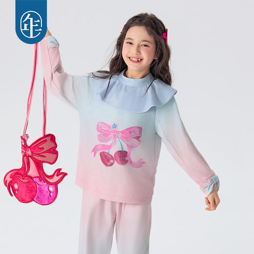 年衣童装2025年春季新款女孩洋气时髦衬衫裤子2件套莫奈日落套装 商品图4