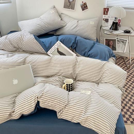 【A类母婴级四件套】春秋季日式格子裸睡四件套 学生宿舍三件套水洗棉 床单被套床笠 商品图2