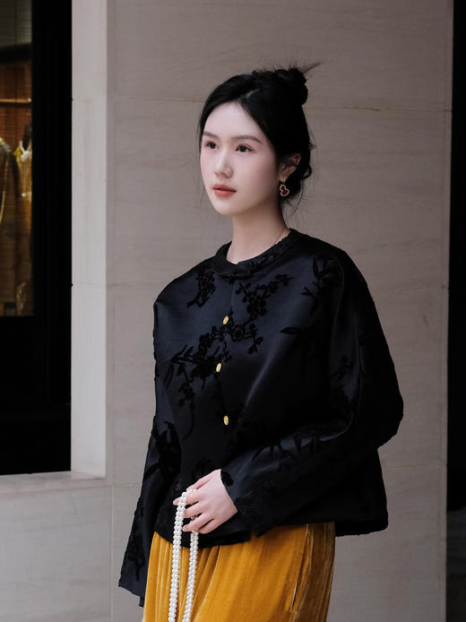 盛唐牡丹| 梅兰竹菊漳缎对襟外套 商品图0