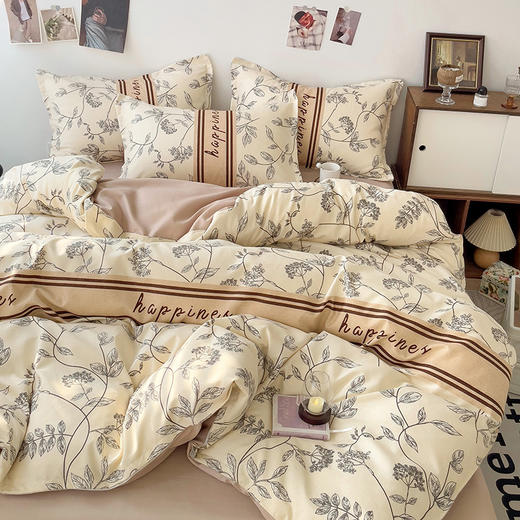 春夏季【A类小清新四件套】水洗棉床单被套枕套 学生宿舍三件套罩ins 开学季 商品图0