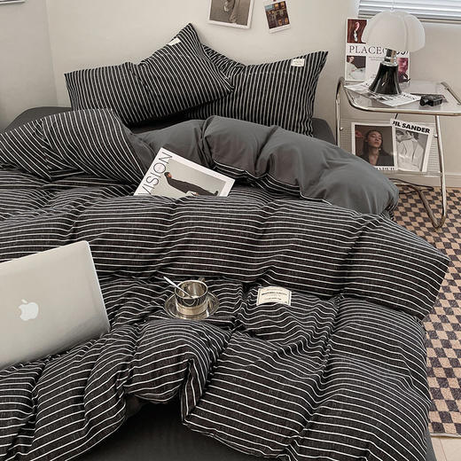 【A类母婴级四件套】春秋季日式格子裸睡四件套 学生宿舍三件套水洗棉 床单被套床笠 商品图13