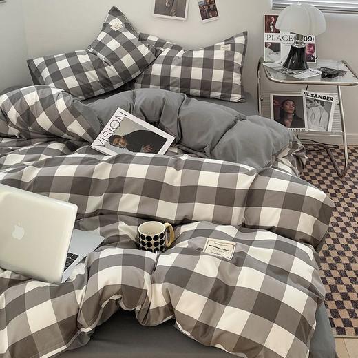 【A类母婴级四件套】春秋季日式格子裸睡四件套 学生宿舍三件套水洗棉 床单被套床笠 商品图7