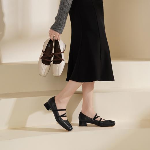 西村名物2025年春季新款舒适中跟复古百搭低跟玛丽珍单鞋X25AE14821 商品图3