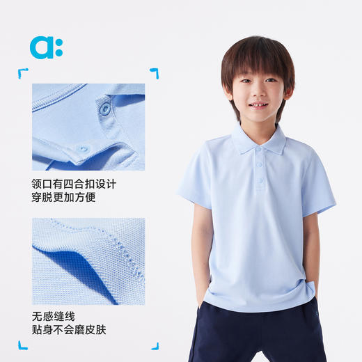 【春Vol.3】allblu幼岚【珠地校服POLO衫】儿童T恤男童女童25春季新衬衫凉感ZY 商品图4