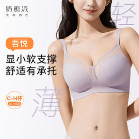 【积分兑换】奶糖派大胸显小吾悦无钢圈无痕舒适超薄网纱透气全罩杯显瘦内衣女