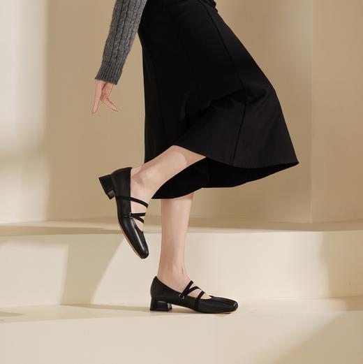 西村名物2025年春季新款舒适中跟复古百搭低跟玛丽珍单鞋X25AE14821 商品图2