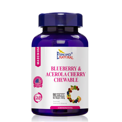ESMOND 爱司盟 蓝莓针叶樱桃果咀嚼片 90片/瓶 商品图0