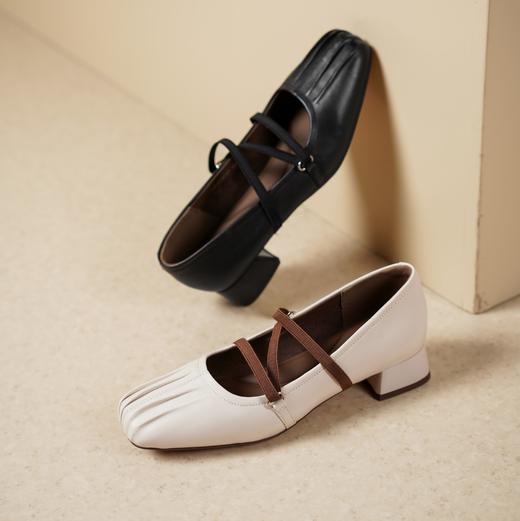 西村名物2025年春季新款舒适中跟复古百搭低跟玛丽珍单鞋X25AE14821 商品图0