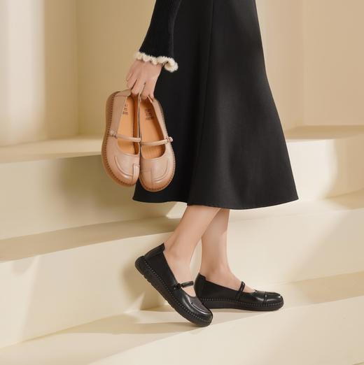 西村名物2025年春季新款舒适平底复古百搭低跟单鞋T25AE15141 商品图1