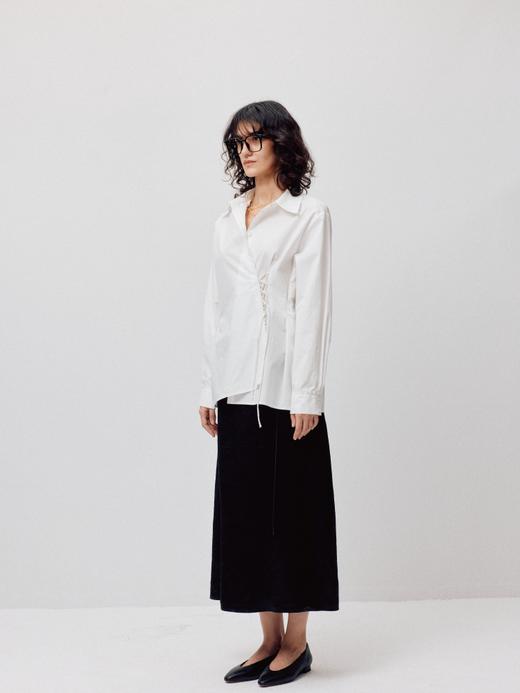 LIYIHAN清月鹊丨25春全棉门襟不规则衬衫两穿上衣女绑绳设计款 商品图2