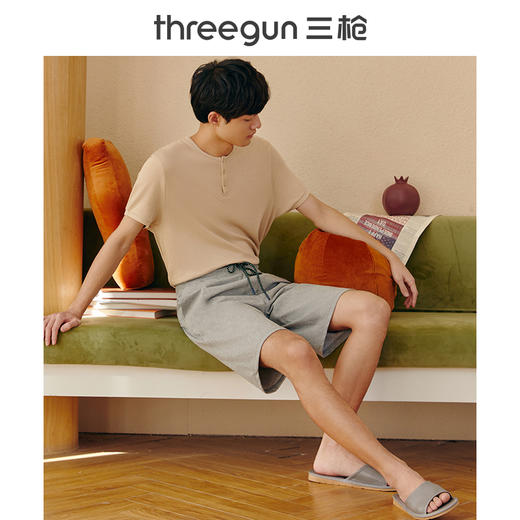 Threegun三枪 【凉感记忆棉】男士家居短裤睡裤-50699B011 商品图3