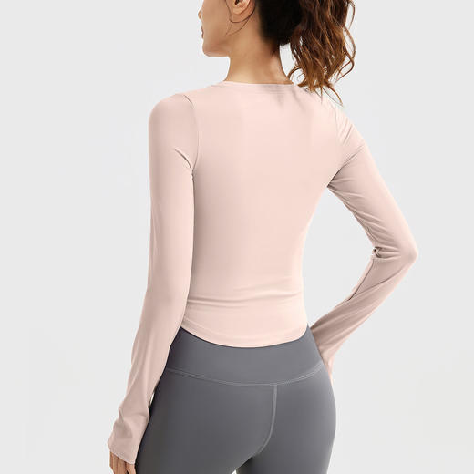 跃牌【瑜堂系列】新款运动长袖裸感紧身显瘦跑步运动T恤免穿文胸瑜伽服女JYMC113 商品图2