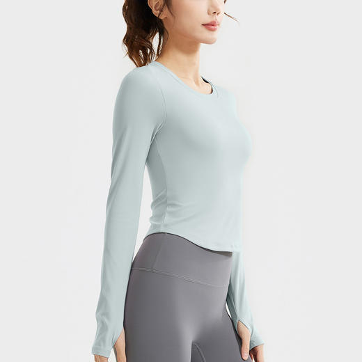 跃牌【瑜堂系列】新款运动长袖裸感紧身显瘦跑步运动T恤免穿文胸瑜伽服女JYMC113 商品图1