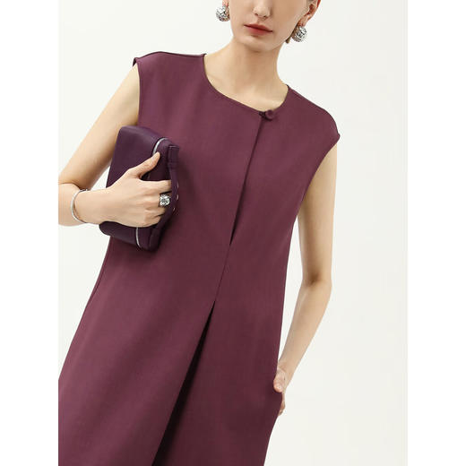 【限时秒杀】COCOBELLA静奢捏褶无袖连衣裙春夏高智商务简约西装裙FR3076 商品图2