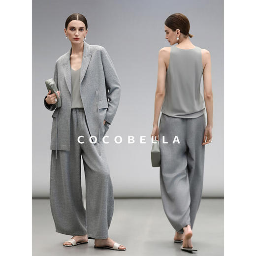COCOBELLA格雷系穿搭气质花纱灰通勤休闲裤早春宽松香蕉裤PA7013 商品图1