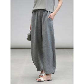 COCOBELLA格雷系穿搭气质花纱灰通勤休闲裤早春宽松香蕉裤PA7013