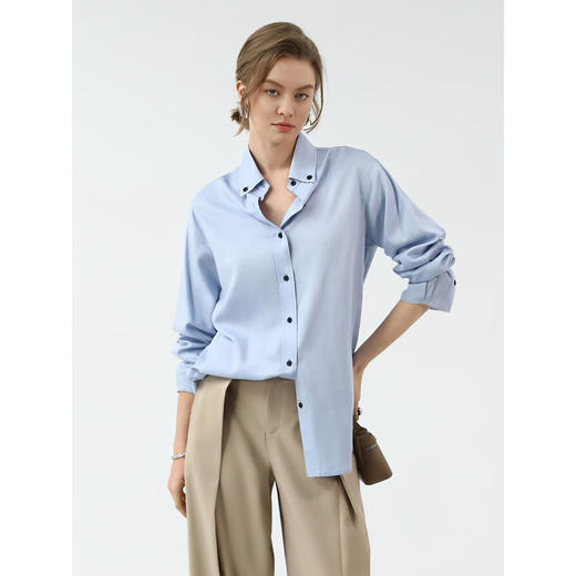 COCOBELLA静奢风醋酸纤维衬衫女春夏商务休闲翻领衬衣SR3093 商品图0