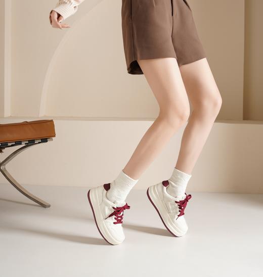 西村名物2025年春季新款舒适厚底防滑系带百搭板鞋小白鞋25AM15101 商品图2