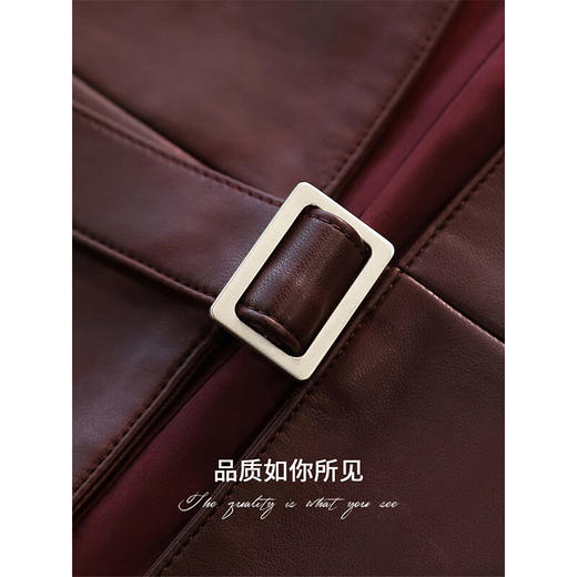 COCOBELLA安可拉红廓形PU皮衣外套春简约无领抗风夹克PU3100 商品图3