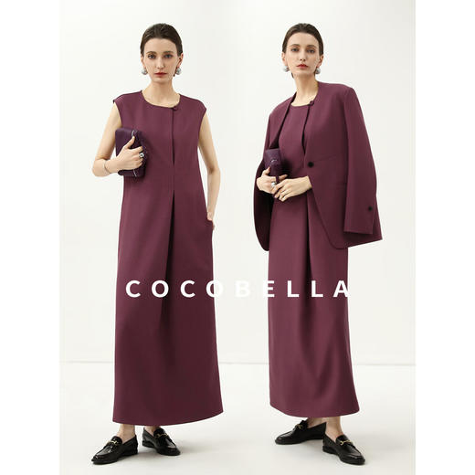 【限时秒杀】COCOBELLA静奢捏褶无袖连衣裙春夏高智商务简约西装裙FR3076 商品图1