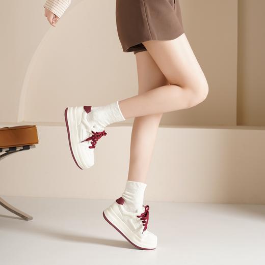 西村名物2025年春季新款舒适厚底防滑系带百搭板鞋小白鞋25AM15101 商品图1