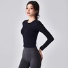 跃牌【瑜堂系列】新款美背瑜伽服女褶皱修身健身上衣自带胸垫跑步运动长袖JYMC112 商品缩略图1