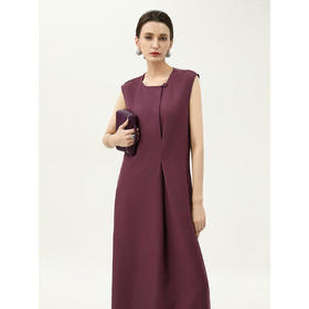 【限时秒杀】COCOBELLA静奢捏褶无袖连衣裙春夏高智商务简约西装裙FR3076