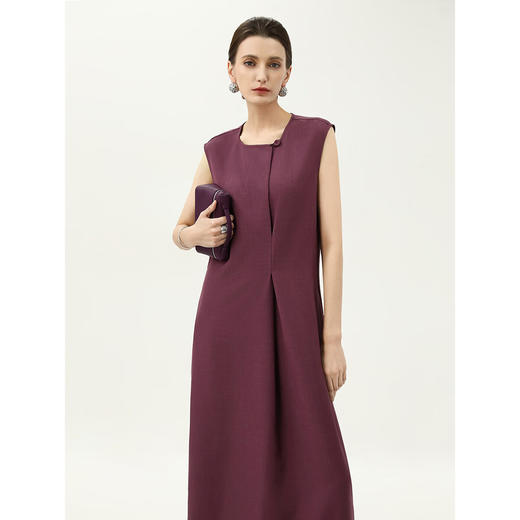 【限时秒杀】COCOBELLA静奢捏褶无袖连衣裙春夏高智商务简约西装裙FR3076 商品图0