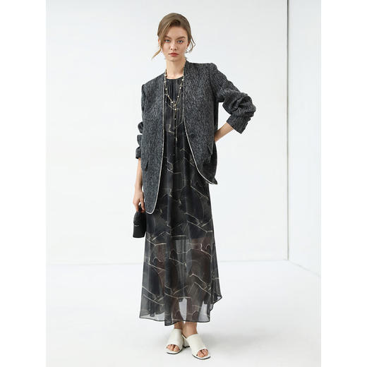 COCOBELLA欧式度假风褶裥印花连衣裙25夏手工捏褶长裙FR3053 商品图2