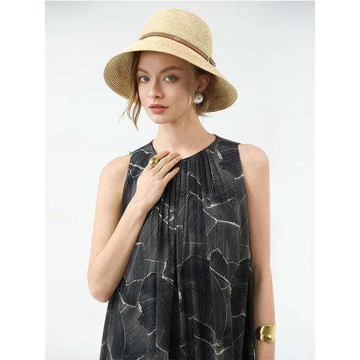 COCOBELLA欧式度假风褶裥印花连衣裙25夏手工捏褶长裙FR3053 商品图1