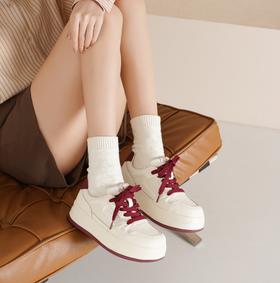 西村名物2025年春季新款舒适厚底防滑系带百搭板鞋小白鞋25AM15101