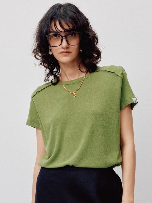 LIYIHAN序章丨25春全棉刺绣圆领T恤百搭正肩上衣小众设计宽松舒适 商品图3