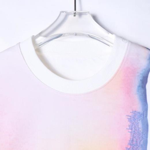 1526905春夏新款时尚个性韩版渐变撞色圆领短袖T恤小众设计感高级上衣 商品图2