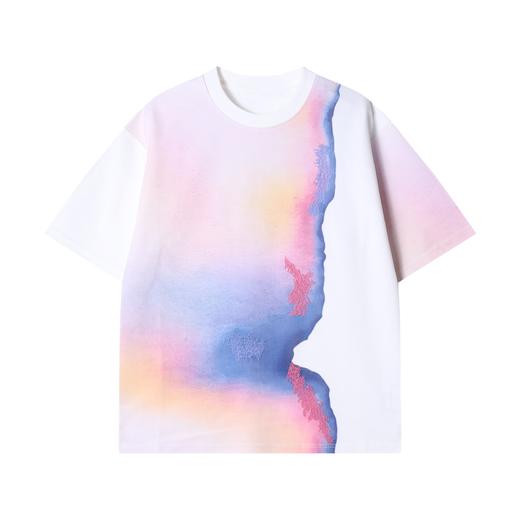 1526905春夏新款时尚个性韩版渐变撞色圆领短袖T恤小众设计感高级上衣 商品图1