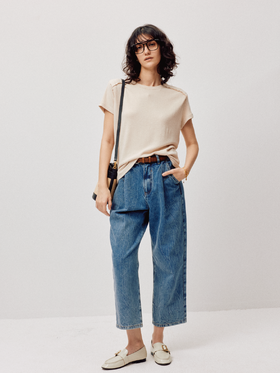 LIYIHAN序章丨25春全棉刺绣圆领T恤百搭正肩上衣小众设计宽松舒适