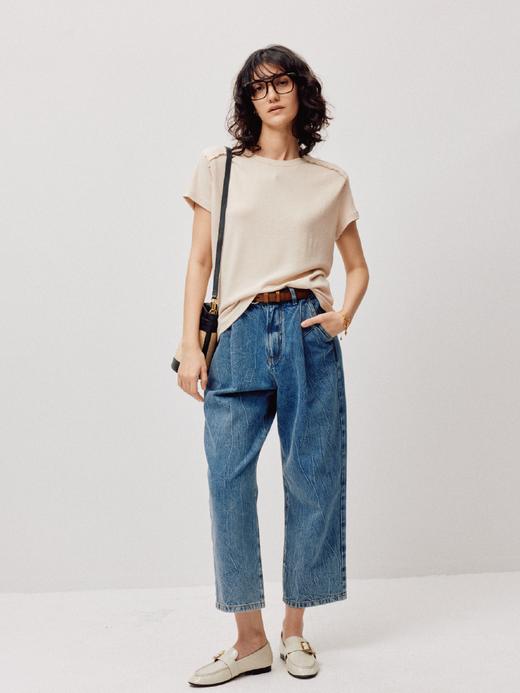 LIYIHAN序章丨25春全棉刺绣圆领T恤百搭正肩上衣小众设计宽松舒适 商品图0