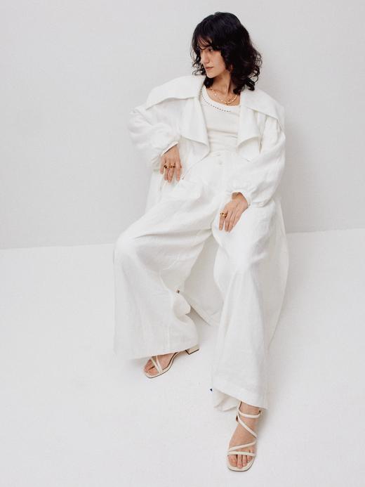 LIYIHAN亘云麻 | 25春压褶亚麻阔腿裤宽松舒适女裤子显瘦休闲 商品图0