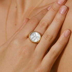 在途4周到｜Agapee-Hëna-24K镀金 贝母 戒指［法国设计师］