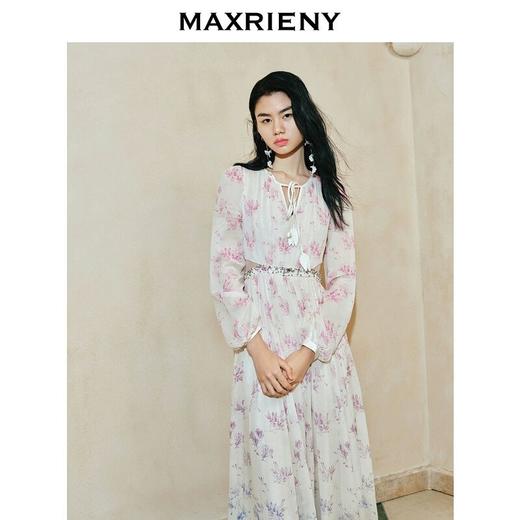 玛克门店发货：古优雅兰花渐变印花连衣裙2024(货号:MC85DR059) 商品图1