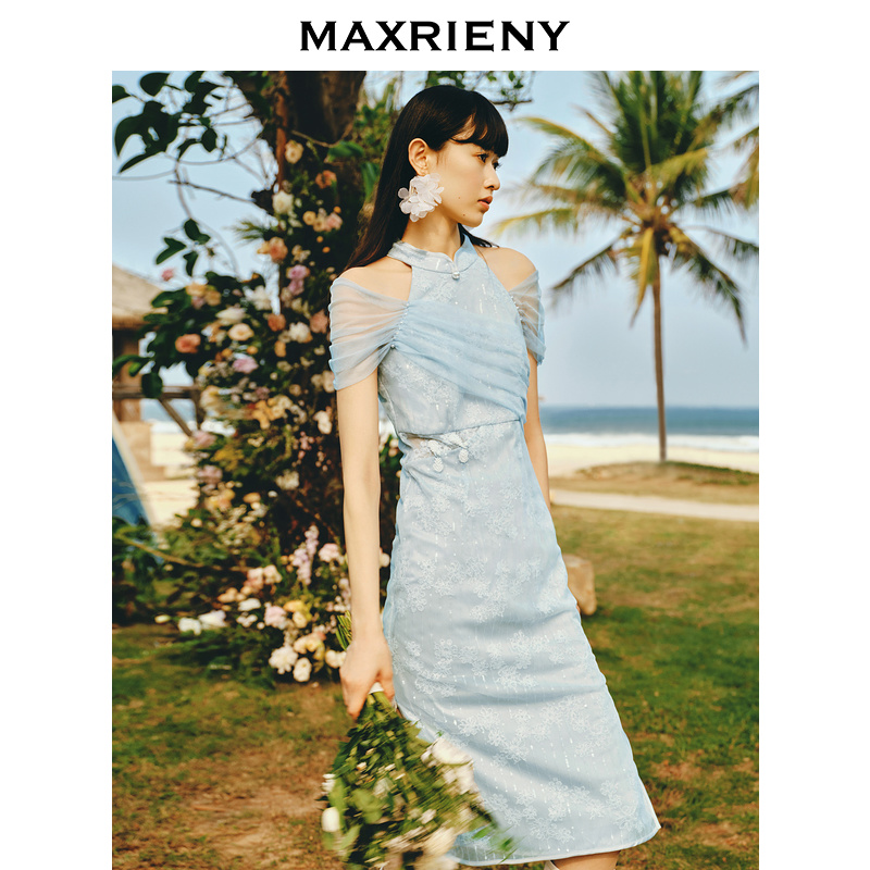 玛克门店发货：夏季新款复古国风气质女装连衣裙(货号:MS88DR268)